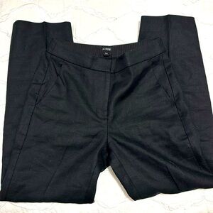 Like New J. Crew Kate Linen Blend Straight Leg Stretch Pants, Black 0